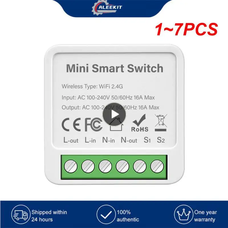 1 ~ 7ШТ Tuya 16A Mini Wifi Smart Switch Light 220V Поддерживает 2-полосный модуль автоматизации управления временем Приложение для Alexa Home