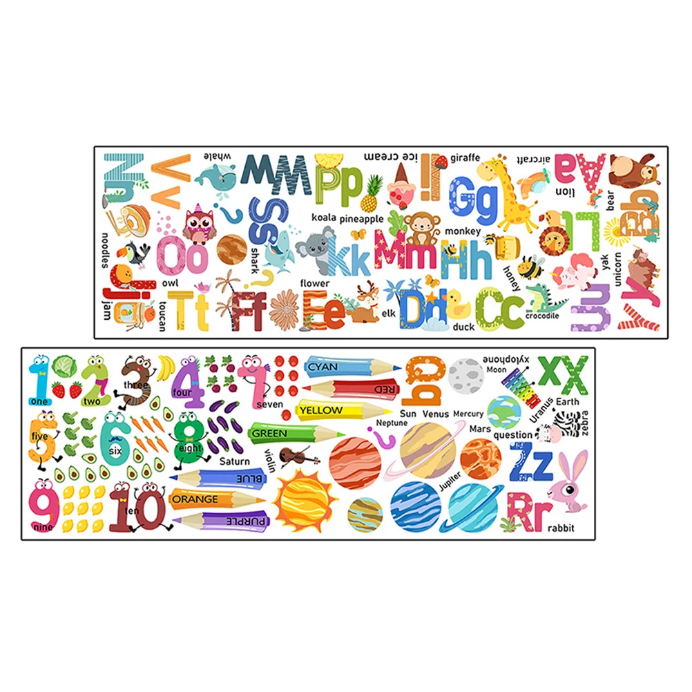 1 Комплект настенных наклеек с алфавитом и цифрами животных, настенные обои для детской спальни