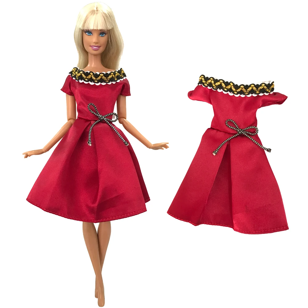 1 комплект Платье в этническом стиле Модное красное платье популярных цветов Подходит для празднования Дня рождения куклы Барби Аксессуары