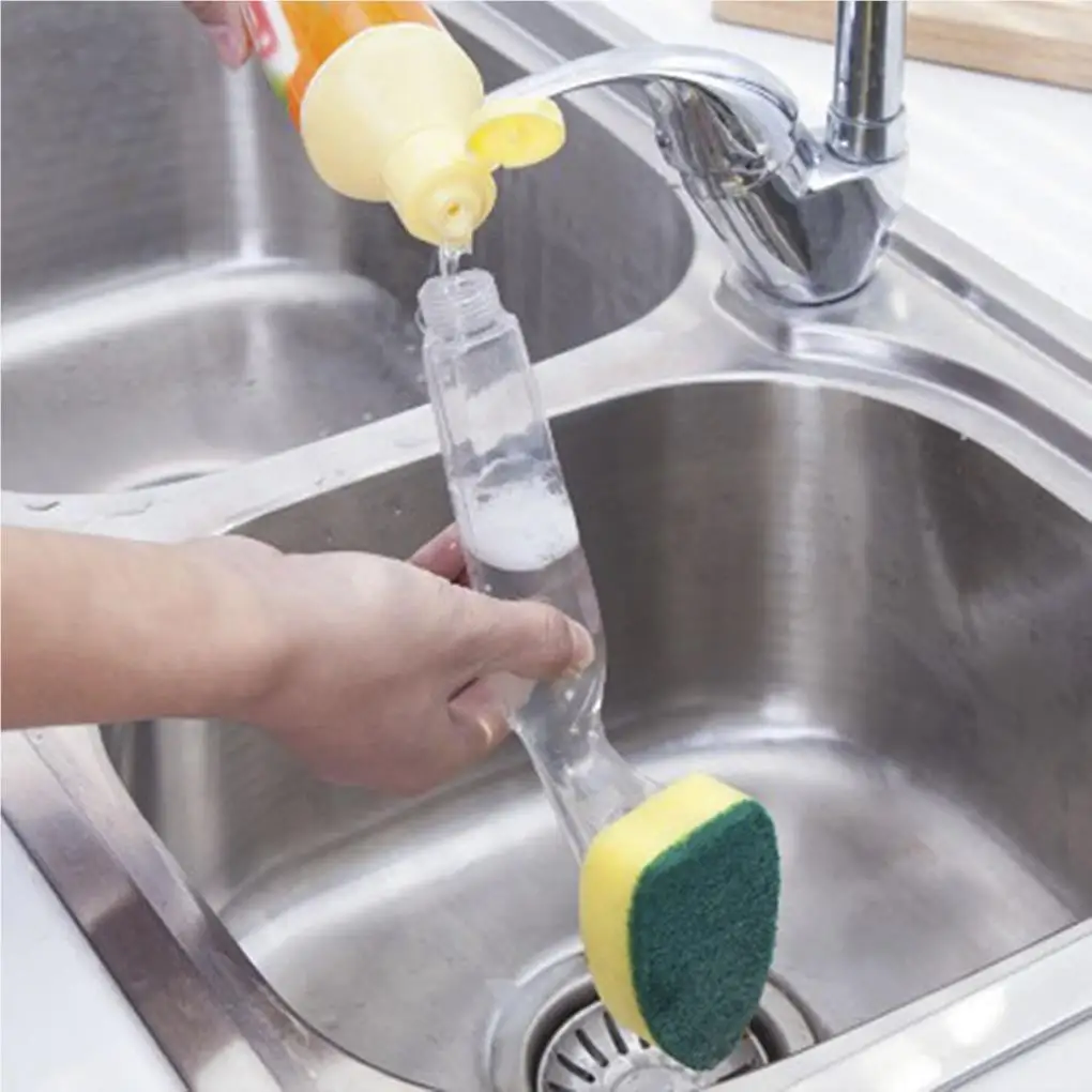 1 Насадка для мытья посуды и 7 сменных головок Кухонная губка для мытья посуды с ручкой Губка для мытья посуды для чистки кухонной раковины