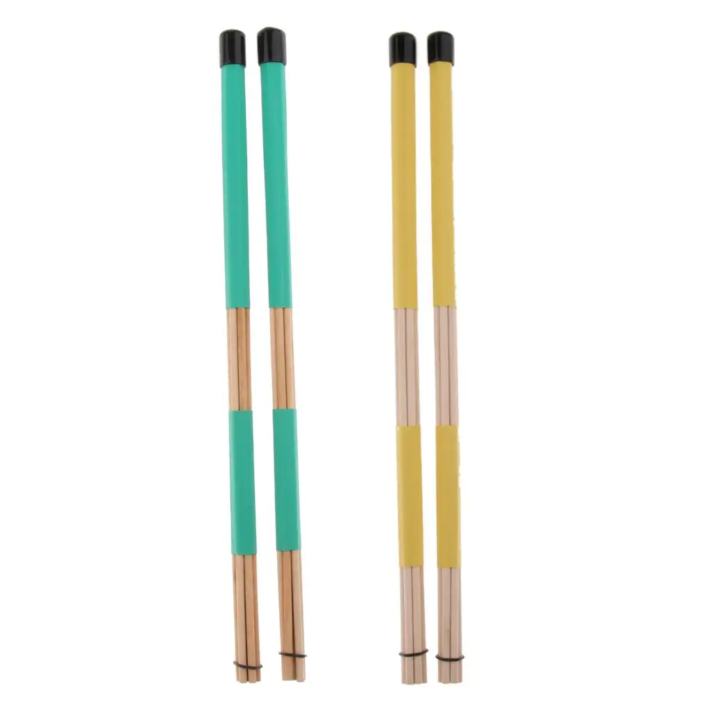 1 Пара деревянных барабанов с несколькими стержнями, палочки-кисточки с резиновой ручкой