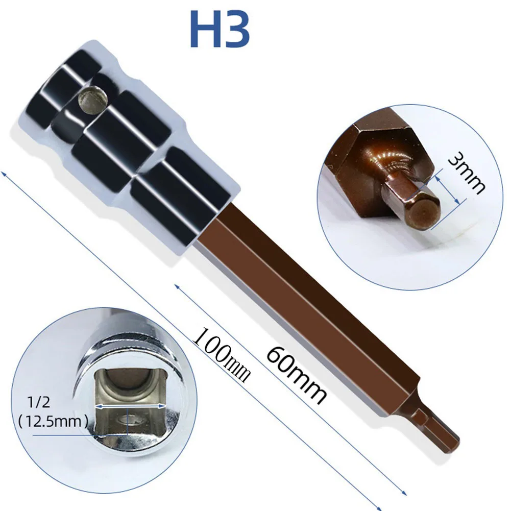 1 шт. 1/2-дюймовый привод с шестигранной головкой, отвертка, шестигранный торцевой ключ, головка для ручного торцевого ключа, инструменты H3 H4 H5 H6 H7 H8