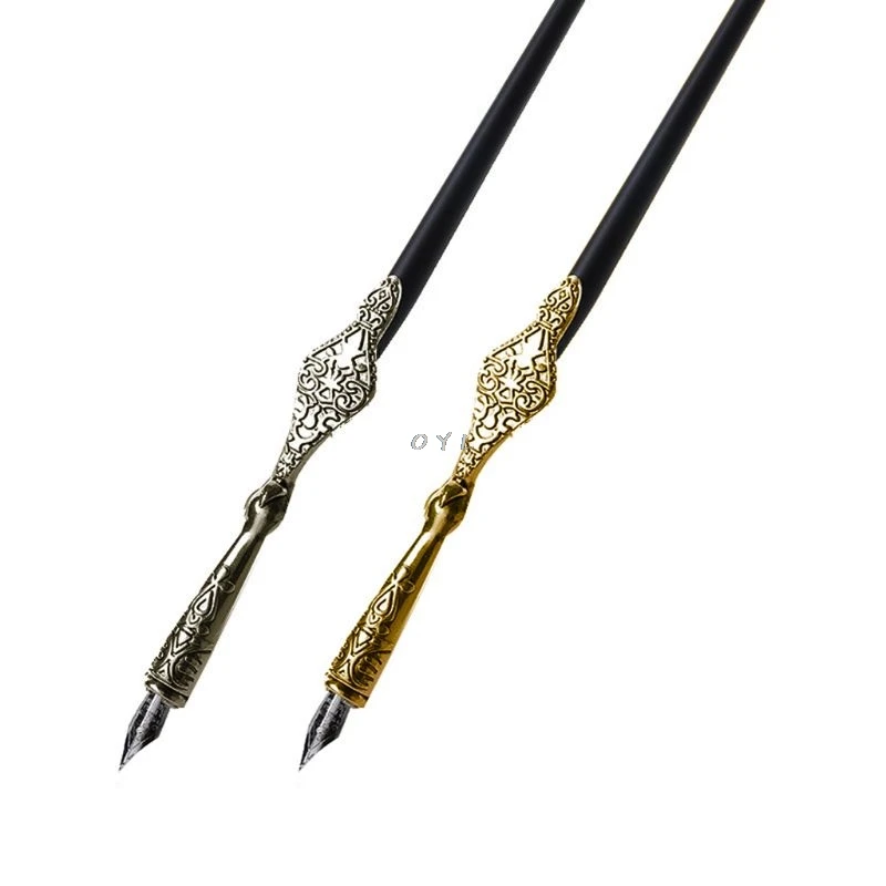 1 ШТ. Металлическая резная антикварная ручка для письма, держатель для ручки для каллиграфии, роскошь, высокого класса, европейский стиль