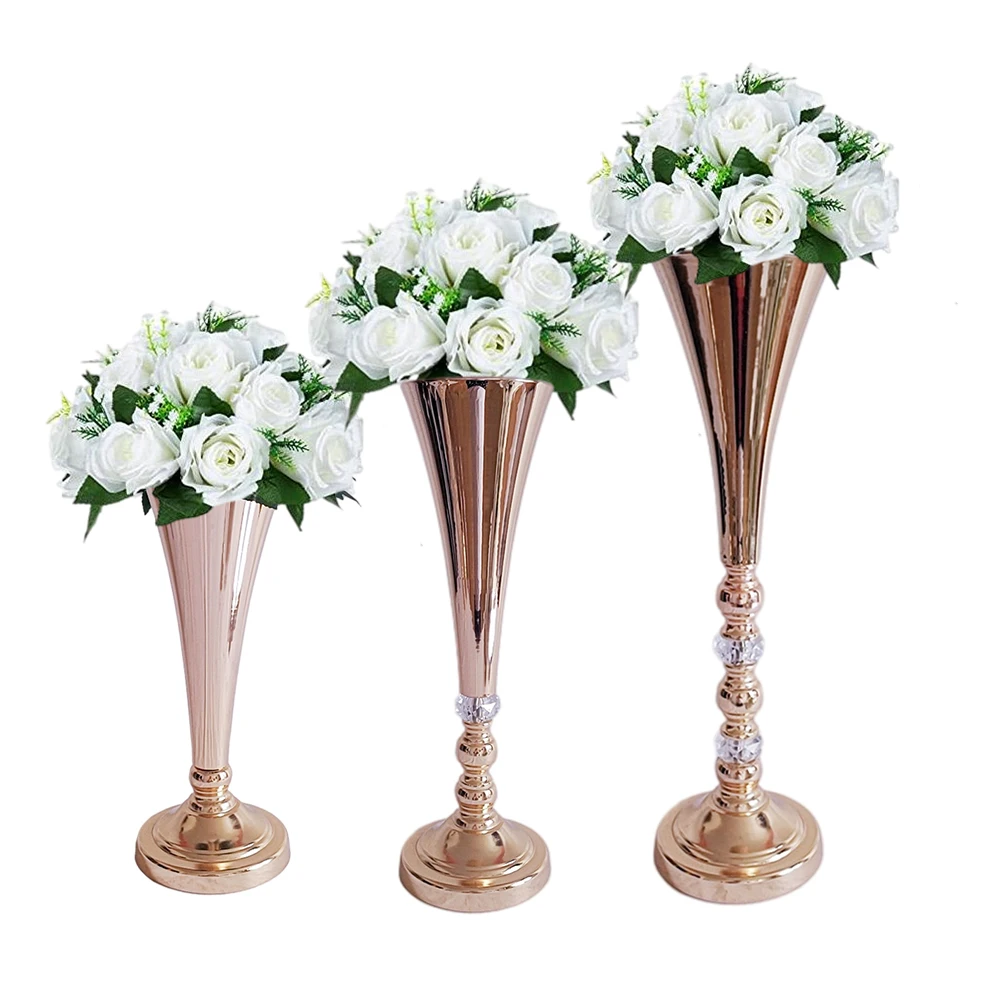 1 шт. металлическая свадебная ваза-труба для цветов, декоративное украшение стола, аранжировки для юбилейной церемонии, вечеринки по случаю дня рождения