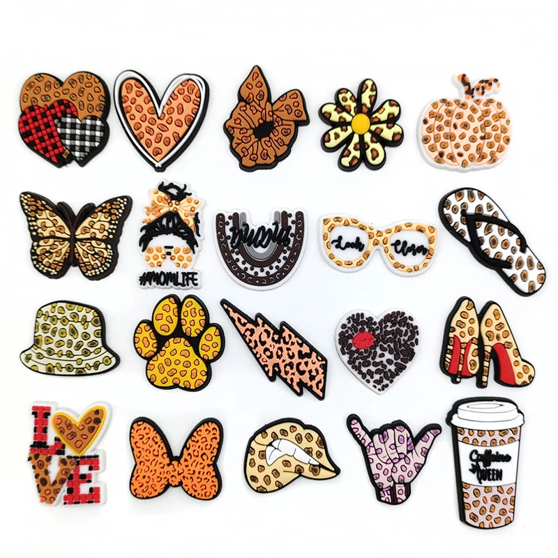 1 шт. мультяшный леопард серии Croc Charms, сексуальный орнамент в виде бабочки и банта, уникальные аксессуары для обуви, подарки для девочек, детей, женщин на вечеринку