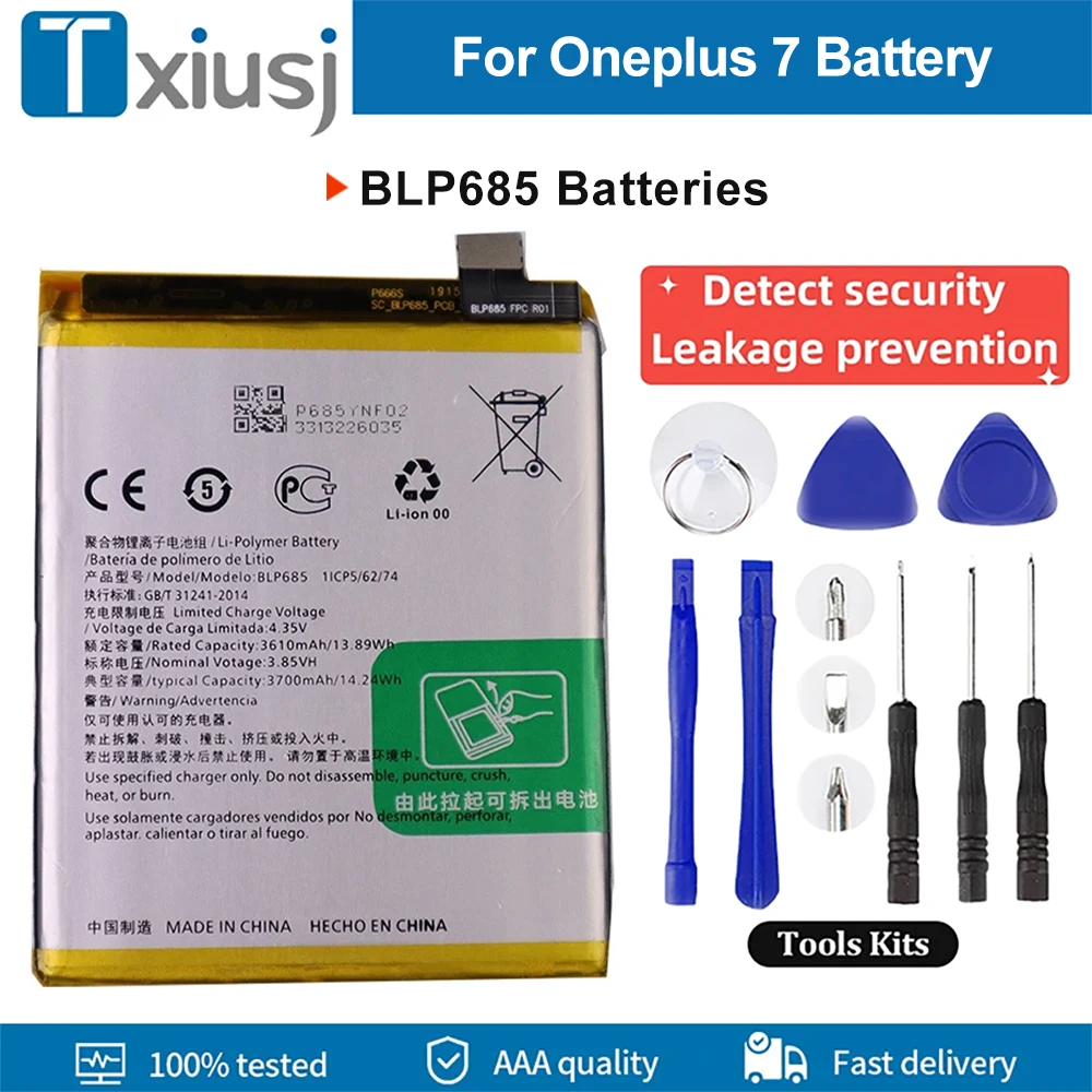 100% Новый Сменный Аккумулятор Для Аккумуляторов OnePlus 7, Совместимый С Аккумулятором Мобильного телефона BLP685 Bateria Safety Detection