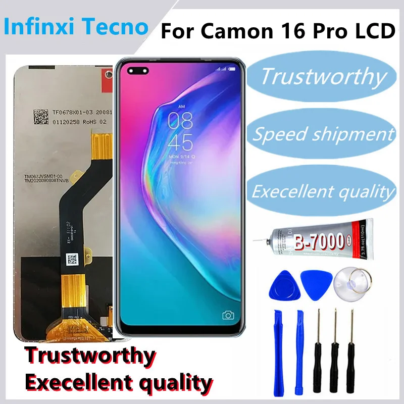 100% Протестированный ЖК-дисплей для Tecno Camon 16 Pro CE8 Сенсорный экран в сборе Дигитайзер для camon 16 pro дисплей LCD
