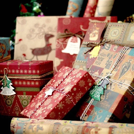 10ШТ Рождественская Подарочная Упаковочная бумага из Крафт-бумаги Рождество, Новый Год, Аксессуары для упаковки подарков для детей, подарочная упаковка