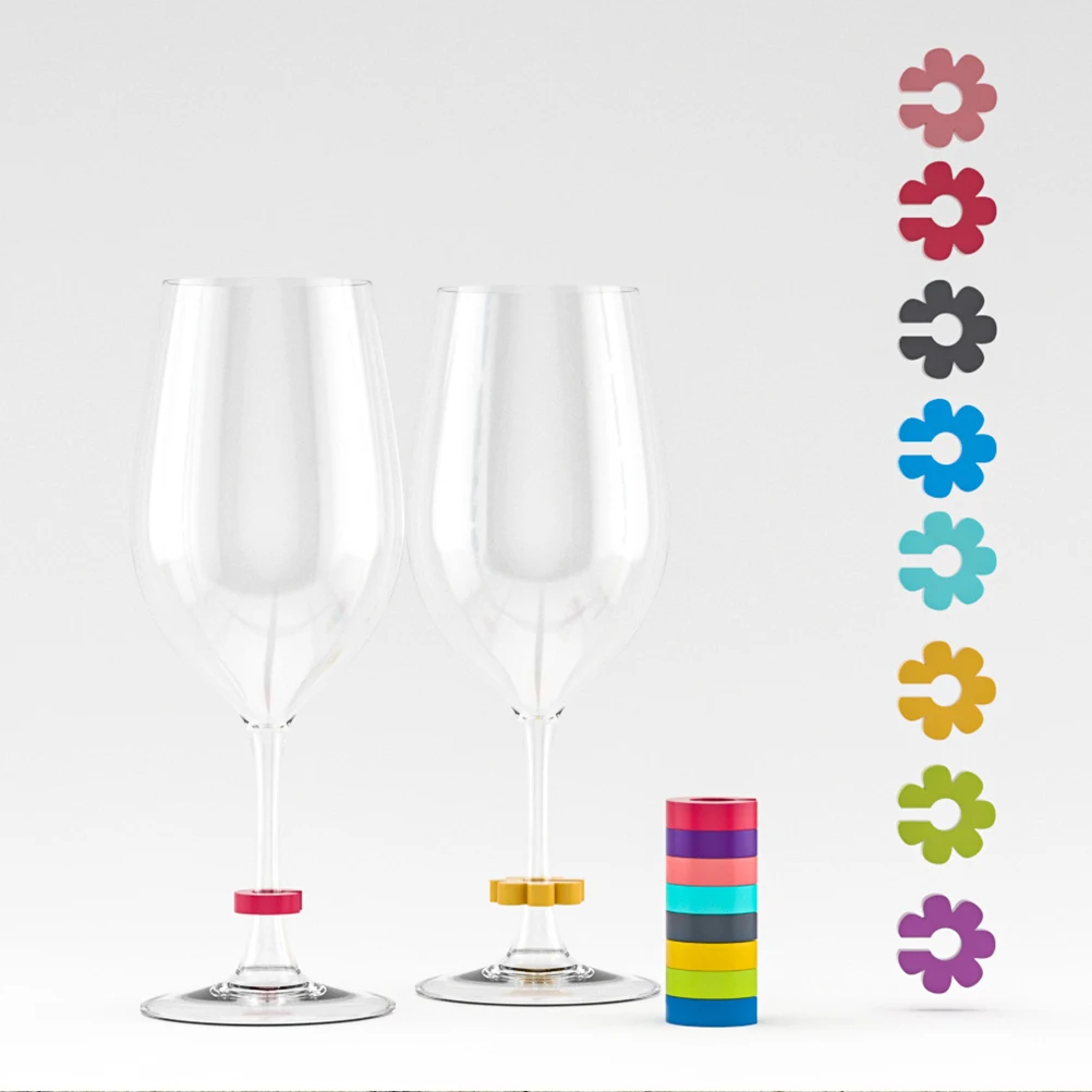 16шт Маркеры для винных бокалов брелоки для винных бокалов Силиконовые маркеры для напитков в форме цветка Брелоки для напитков для коктейлей