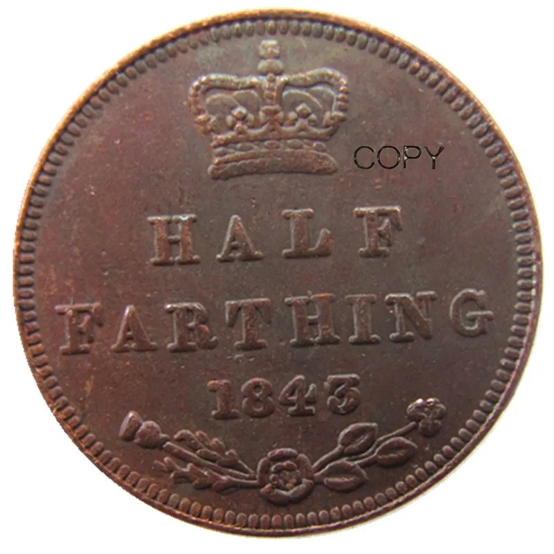 1843 UK Великобритания/Цейлон Виктория копировальные монеты в полфартинга