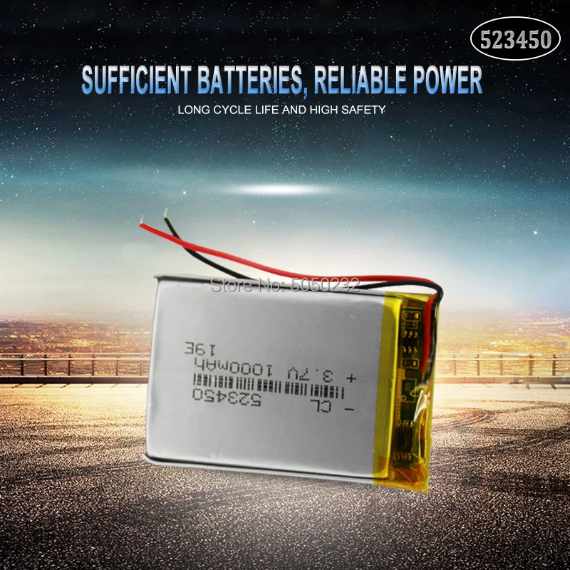 1шт 1000 мАч 3,7 В 523450 Полимерно-Литиевая Аккумуляторная Батарея Для GPS Смартфона DVD MP3 MP4 MP5 Светодиодная Лампа Lipo cell