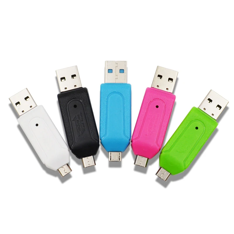 2 в 1 USB OTG Кард-ридер Micro USB OTG TF /SD Кард-Ридер Телефонные Удлинители Micro USB OTG Адаптер Разных цветов