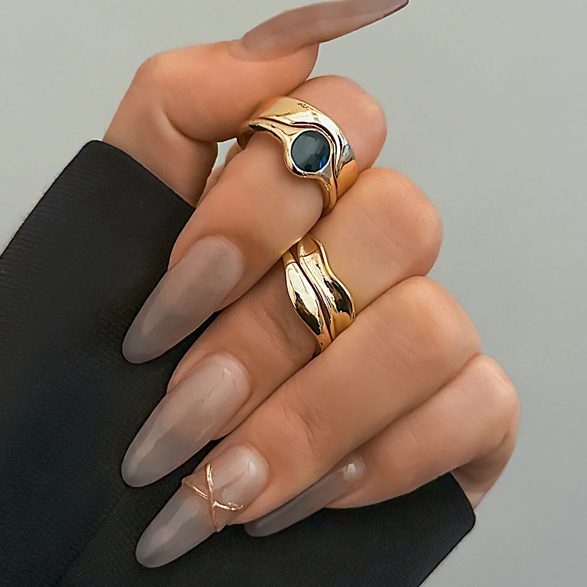 2 предмета, Открытые Регулируемые кольца неправильной формы из металла с черной краской, набор для женщин, Модные женские кольца на палец 2023, Модные украшения, подарки