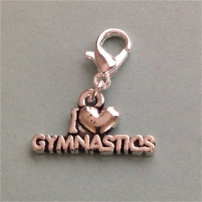 2 шт. Браслет-оберег I Love Gymnastics с клипсой на подвеске для ювелирных изделий DIY