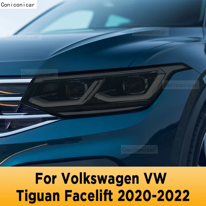 2 Шт Защитная Пленка Для Автомобильных Фар Переднего Света Прозрачная Дымчато-Черная Наклейка TPU Для Volkswagen VW Tiguan Facelift 2020 2021