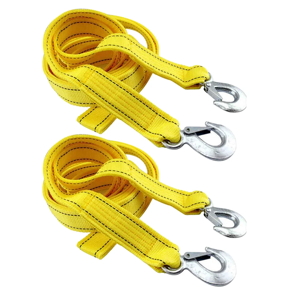 2 шт. практичных и прочных тросов для автомобильной лебедки, прочных тросов для тяги прицепа (желтый)