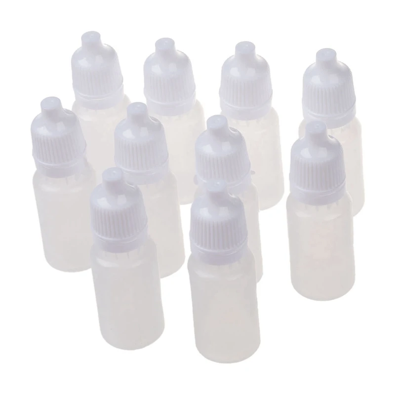 20 шт 10 МЛ 1/3 унции LDPE Пластиковые бутылочки-капельницы для масла и лосьона, защищенные от детей
