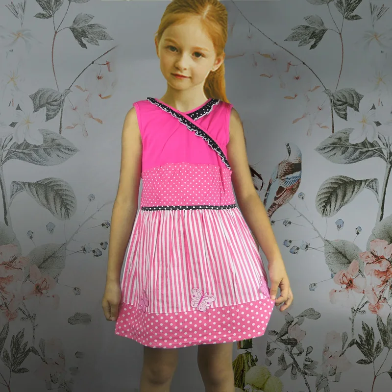 2019 новые детские хлопчатобумажные платья в полоску для маленьких девочек, Летние платья для девочек, детское платье без рукавов с бантом