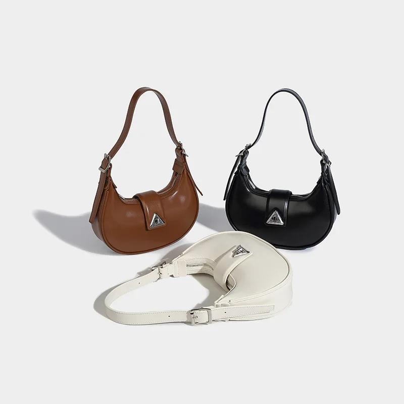 2023 Зимние новые сумки для отдыха Half Moon подмышками для женщин, винтажная Простая популярная дизайнерская маленькая симпатичная женская сумочка