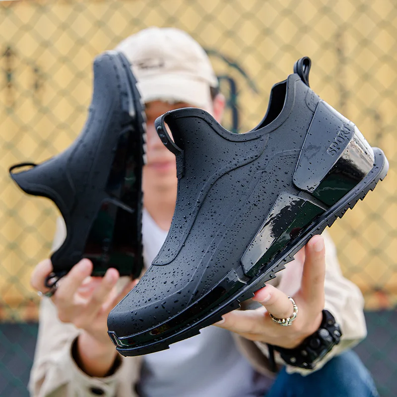 2023 Новые Мужские Уличные Нескользящие Походные ботинки Shaxi Fishing Rain Boots, Черная Рабочая обувь, Прочная Водонепроницаемая Резиновая Обувь Для рыбалки