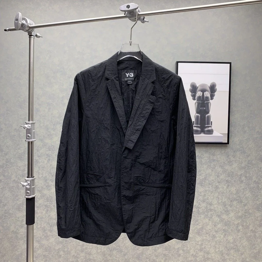 2023, Четырехсезонный мужской тонкий повседневный маленький пиджак Yohji Yamamoto темной серии y3, плиссированный, с несколькими карманами