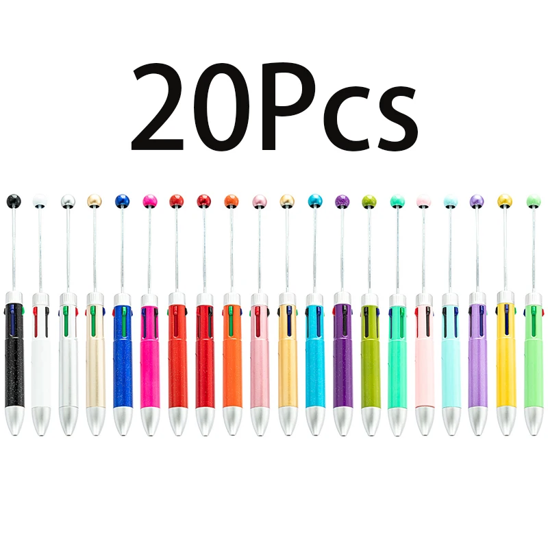 20шт Новых ручек из бисера, сделанных своими руками, Оптом, Многоцветная пластиковая шариковая ручка для студентов 4 в 1, учетная ручка