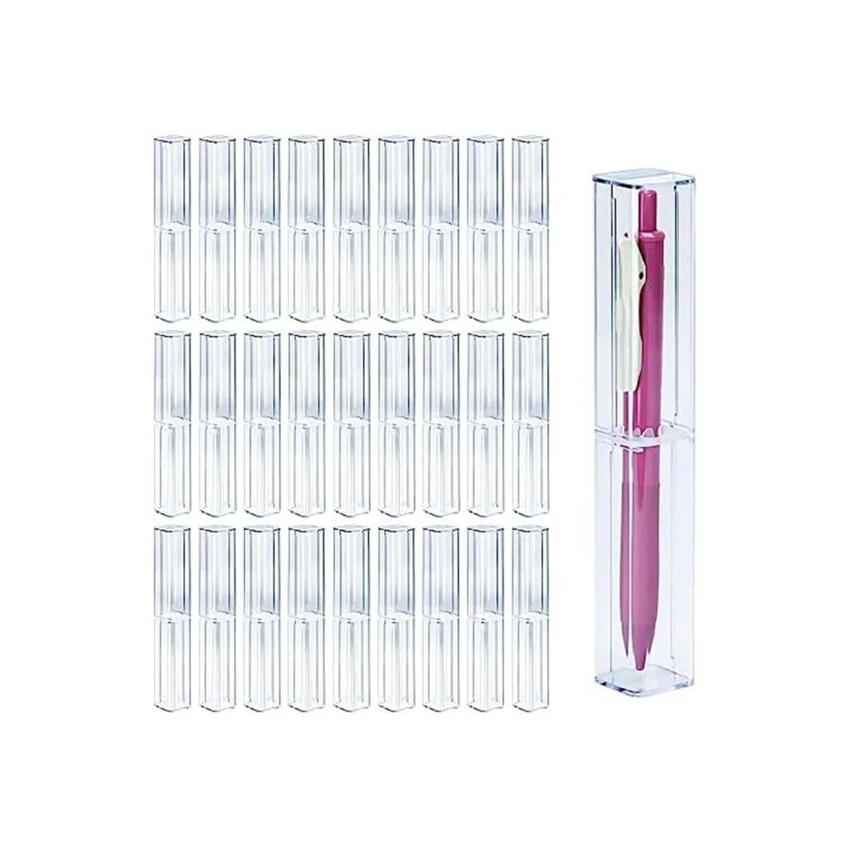 25шт Прозрачный Акриловый пенал, Подарочная коробка для ручек Многоразового использования, Пустой Пластиковый контейнер для хранения ручек, Набор для упаковки карандашей
