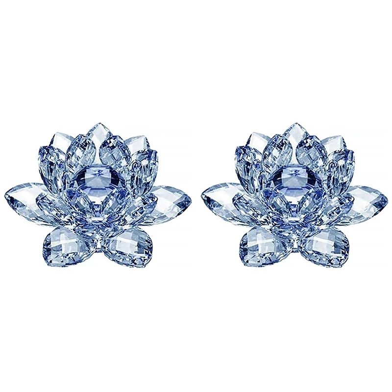 2X синих хрустальных цветочных украшения Crystal Lotus Внутреннее убранство Crystal Glass Lotus Креативные украшения (маленькие)