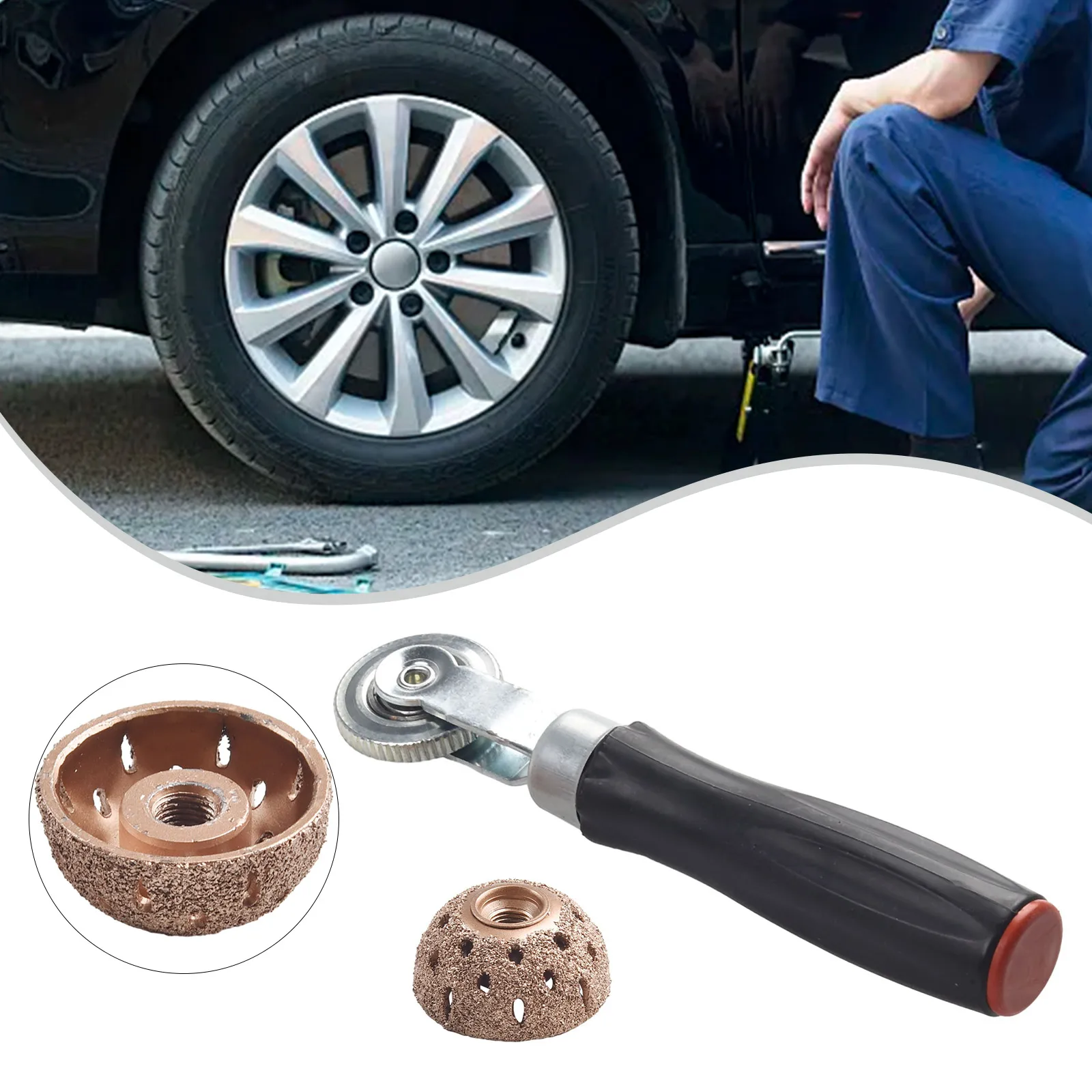 2x Универсальный инструмент для ремонта автомобильных шин, накладное колесо для шин + накладной ролик Вольфрамовый для шлифовальной машины, устройство для ремонта накладок на шины и трубки