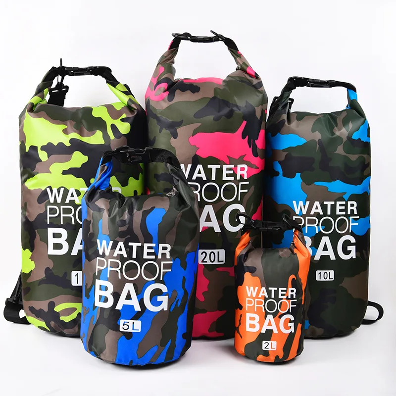 2Л / 20Л / 30Л Уличная камуфляжная сумка для сушки из полиэстера, водонепроницаемое наплечное ведро, легкая сумка для дрейфующего пляжа и бассейна X413A