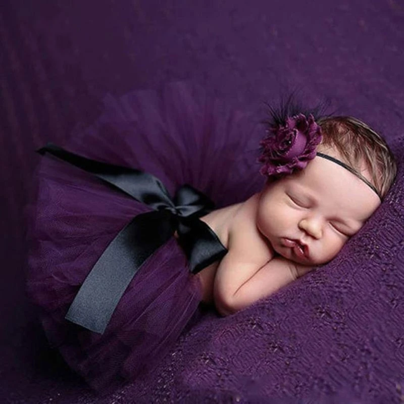 2ШТ Комплект для фотосессии новорожденных девочек, юбка с бантом, Цветочная повязка на голову, реквизит для фотосъемки, Детский костюм для фотосъемки, костюм для младенцев