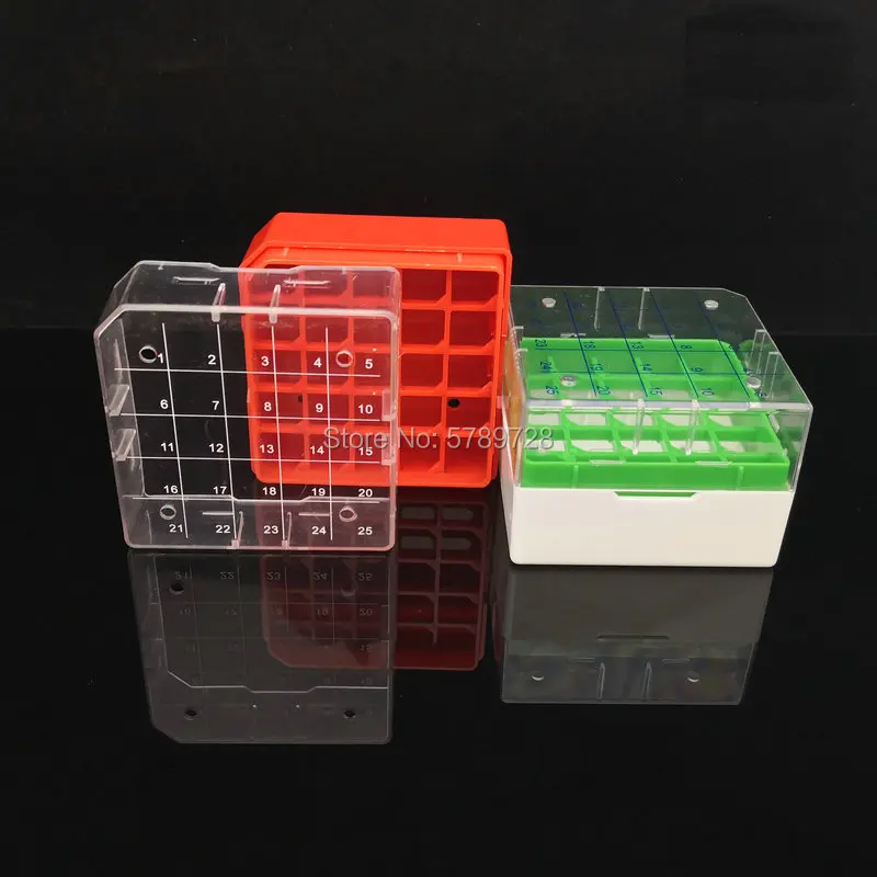 2шт коробка для холодильных трубок из ПК с 25 решетками и цифровым кодом, подходящая для морозильных трубок объемом 1,8 мл или 2 мл