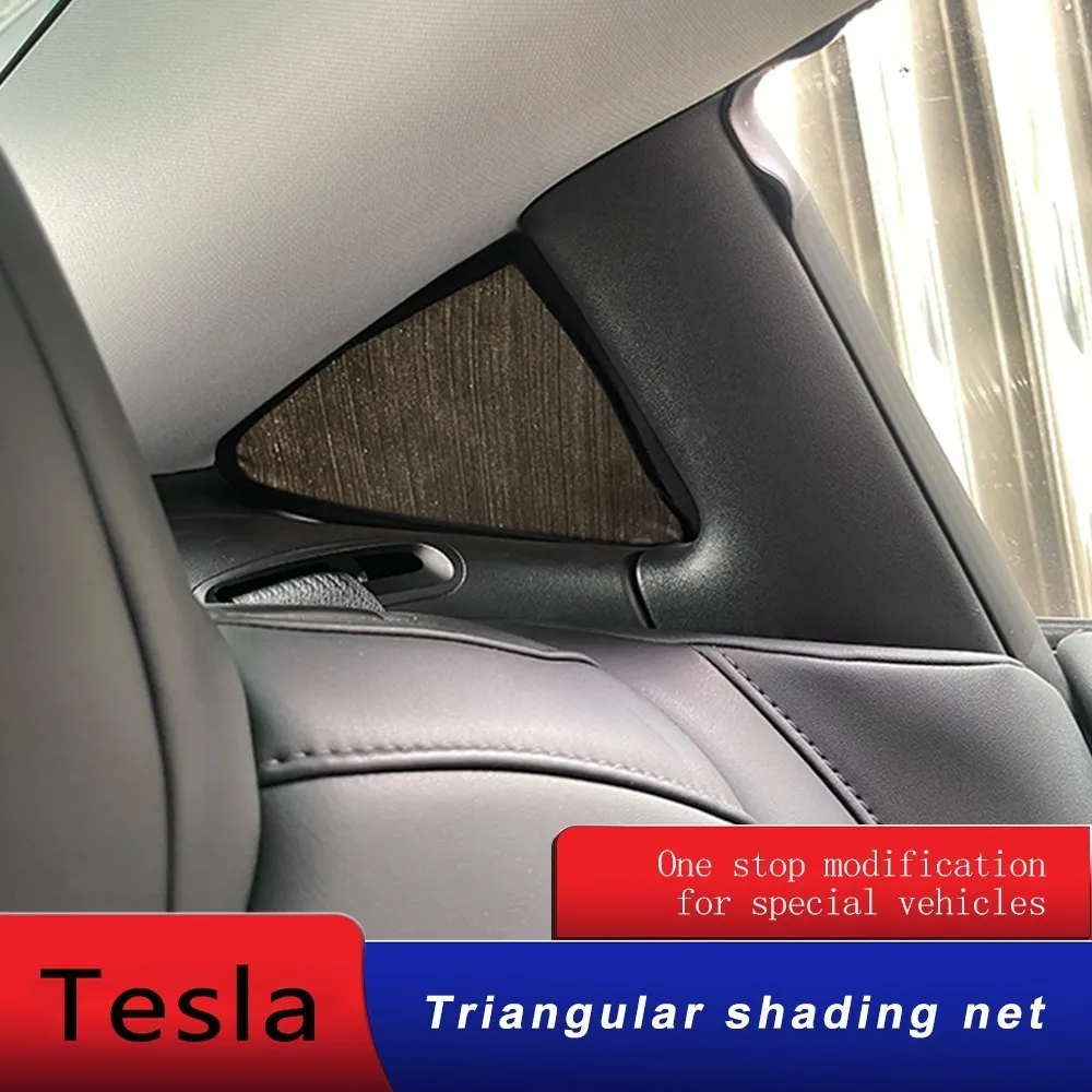 2ШТ Солнцезащитная сетка для заднего стекла автомобиля, Маленькие Треугольные Затеняющие Коврики, Блокирующие Свет, Защитные Накладки, Автоаксессуары Tesla Model 3 Y