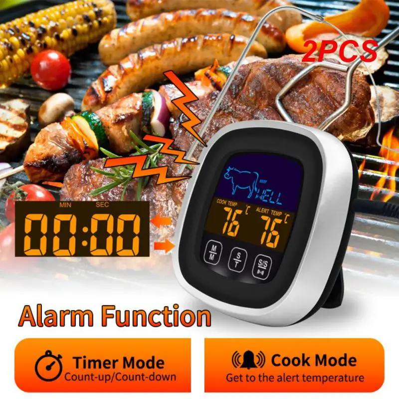 2ШТ Цифровой Кухонный термометр для мяса, Нержавеющий Водонепроницаемый датчик температуры мяса, измеритель температуры для приготовления в духовке и барбекю