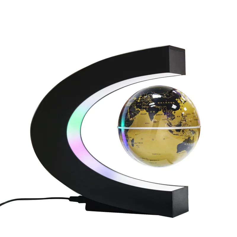 3,5-дюймовый светодиодный светильник C-образная Магнитная подвеска Карта мира Плавающий Глобус Декор для домашнего Офиса Гаджеты для дома Рождественские Подарки