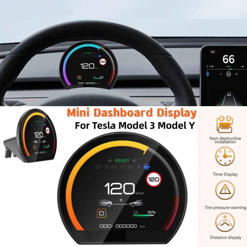 3,54-Дюймовый Головной ЖК-Дисплей Модифицированный Автомобильный Мини-Дисплей Приборной Панели Для Tesla Model 3 Model Y