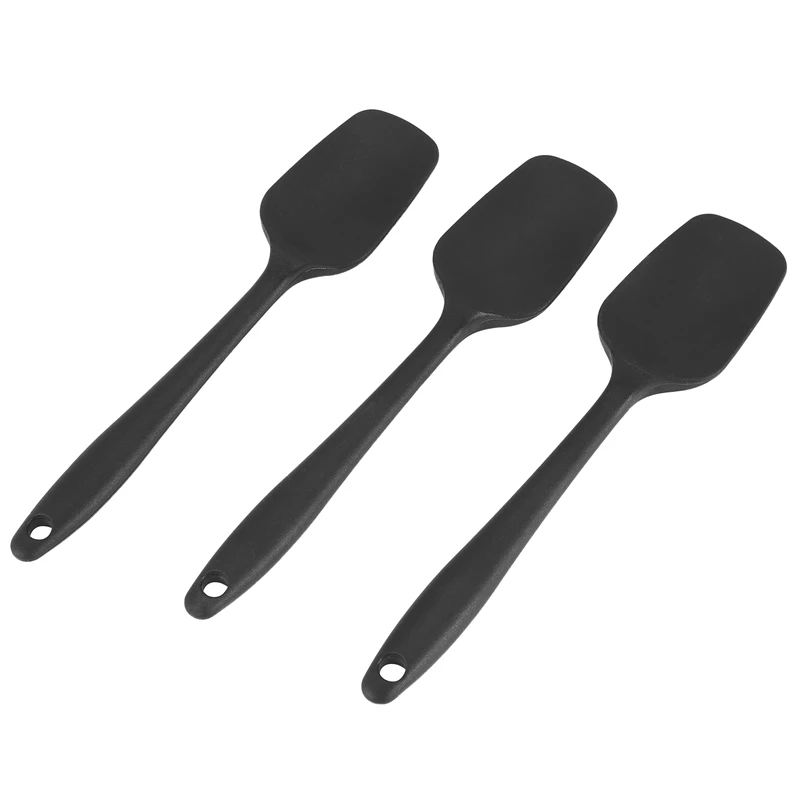 3 шт. Силиконовая лопатка, Черная, термостойкая, без Бисфенола А, Резиновая лопатка, Кухонная лопатка для приготовления пищи и выпечки