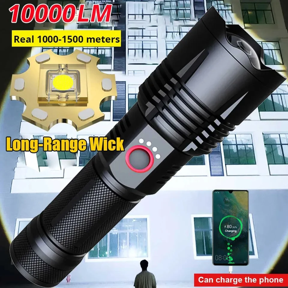 30 Вт Самый Мощный Дальнобойный Светодиодный Фонарик Тактический USB Перезаряжаемый XHP50 Факел Сильный Свет Ручной Фонарь для Кемпинга, Охоты