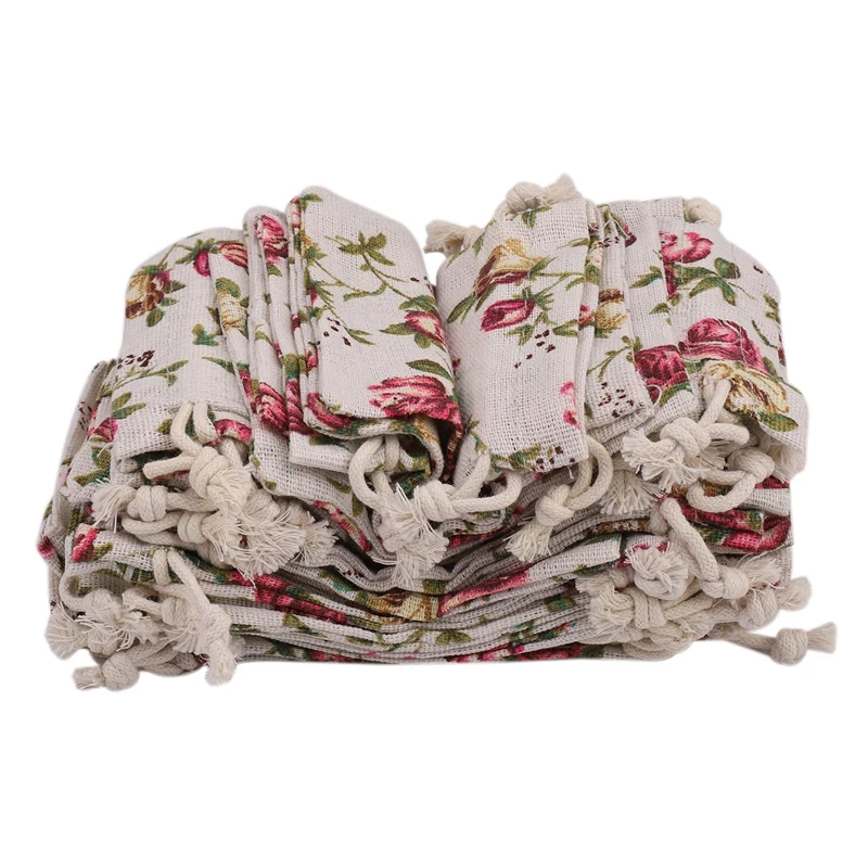 30 упаковок розовых мешочков на шнурке мешковины мешочки для цветов подарочные пакеты мешочки для ювелирных изделий для свадьбы DIY Craft