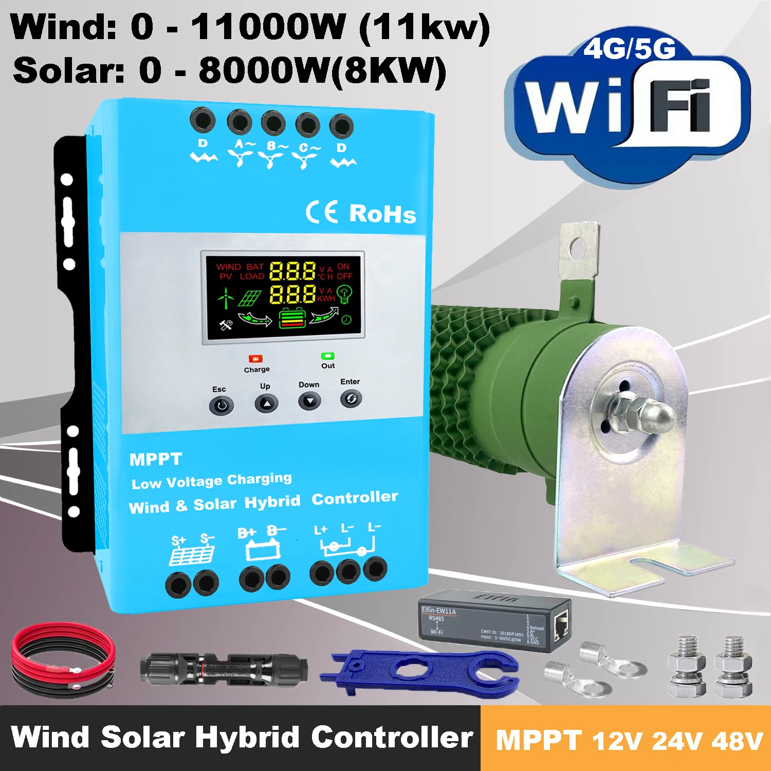 3000 Вт 4000 Вт 5000 Вт Гибридный Контроллер Заряда Солнечного Ветра Система Питания MPPT Солнечный Регулятор 12V 24V 48V Литиевая Свинцово-кислотная Батарея