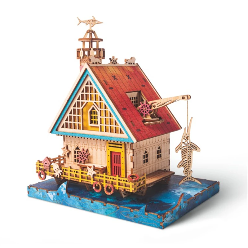 3D Деревянная головоломка Старик и море Наборы для сборки модели Каса Знаменитая романная вилла Головоломки со световыми игрушками для детей Подарки