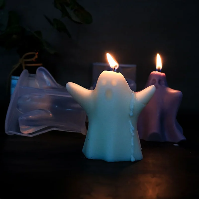 3D силиконовая форма для призрачной свечи, Гипсовая капля смолы, клей, Шоколадное мыло, форма для кубиков льда, изготовление свечей, украшение для вечеринки на Хэллоуин
