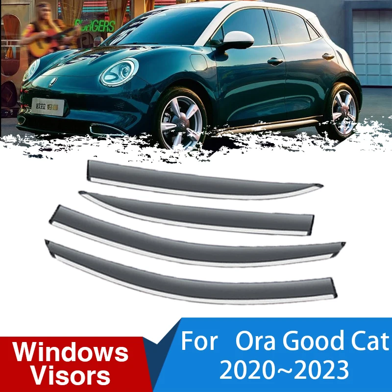 4 ШТ Боковые Стекла Автомобиля Козырек Для Ora Good Cat Haomao Funky Cat 2020 ~ 2023 Автомобильный Дождевик Для Бровей Вентиляционный Тент Защита От Солнца, Дождя, Дыма