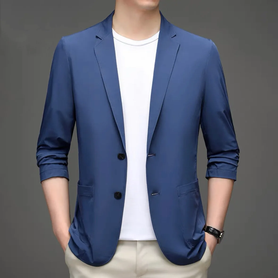 4080-R-Мужской костюм с короткими рукавами на заказ, 7 мужских лацканов с вышивкой, корейская версия тренда simple 1 мужская одежда