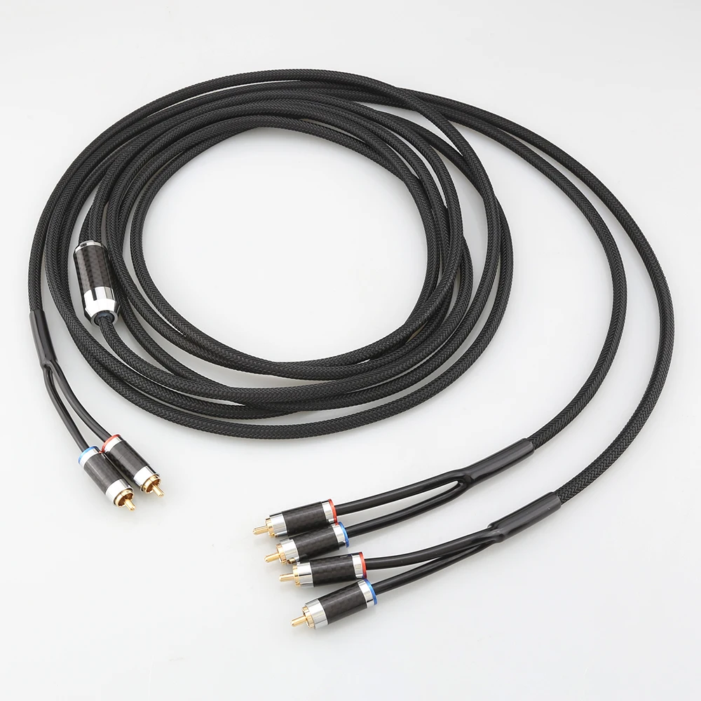 4N Кабель OFC HIFI RCA разветвитель с 2 штекерами на 4 штекера Для двух комплектов динамиков Соединительный кабель