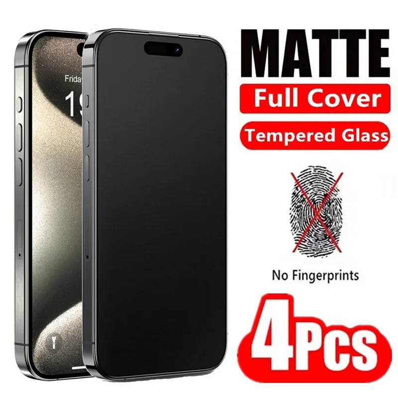 4шт Матовая Защитная пленка с полным покрытием для iPhone 12 13 15 Pro Max Mini 8 7 15 Плюс Матовое стекло для iPhone 11 14 Pro XS MAX XR