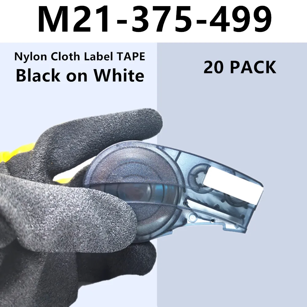 5 ~ 20 ШТ Совместимый Картридж с этикетками из нейлоновой ткани M21-375-499 Черного цвета на белой ленте, для принтера BMP21-PLUS