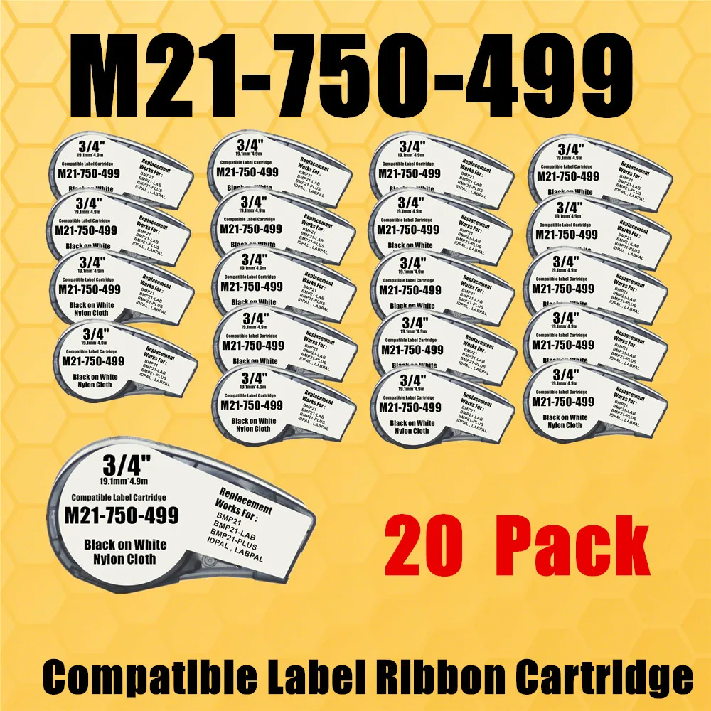 5 ~ 20PK Совместимый M21 750 499 Ink Ribbon Maker Картридж С Нейлоновой Этикеточной Лентой Черный На Белом 19,1 ММ * 4,9 М для Принтера Этикеток Labeller