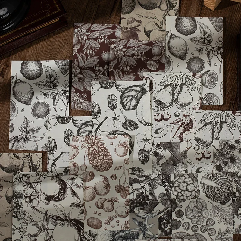 50 шт в упаковке Материал бумага художественные линии цветы растения грибы фрукты декоративная бумага основа 6 вариантов