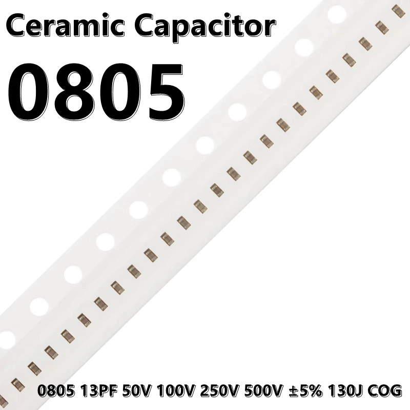 (50шт) 0805 13PF 50V 100V 250V 500V ± 5% 130J Керамические конденсаторы COG 2012 SMD